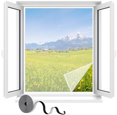 Mosquitera Para Ventanass,W70 x H150cm(27.5x59in) Blanco Cortina Mosquiteras de Malla Anti-insectos con,Fácil de Ensamblar