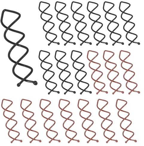 20 Stück Spirale Haarspange-Spiral Hair Pins, Haarspiralen Haarklammer kann verwendet werden Flechthilfe Haare, Drehbare DIY Haarspangen für Verschiedene Frisuren（10 curry 10 schwarz）