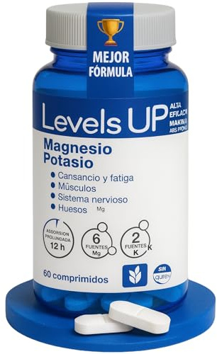 LevelUps magnesio y potasio capsulas | Fórmula Avanzada con 6 Sales de Magnesio y 2 de Potasio | Alta Absorción y Liberación 24h | Reduce Cansancio, Calambres y Apoya Sistema Nervioso