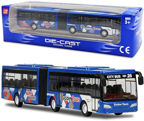 YskerrigToy Voitures de Jouet, Bus Jouet Voitures à Tirer Modèle de Bus Autobus Voiture Jouets Friction Véhicules Petite Voiture Ensemble de Véhicules Autobus Auto de Jeu Miniature pour Enfants(Bleu)