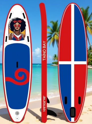 Taino Bay Sup Inflable 320×81×15 cm | Tabla Paddle Estable Drop-Stitch, Diseño Caribeño, Aleta Extraíble, Superficie Antideslizante | para Mar y Lago
