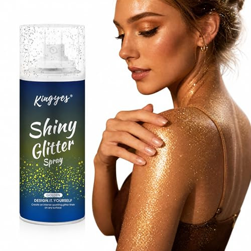 Paillettes Spray Corps et Cheveux - Couleur éclatante, Spray Pailleté Longue Tenue pour Maquillage, Visage et Vêtements - Idéal pour Soirée, Festival et Spectacle - 120ml (Doré)