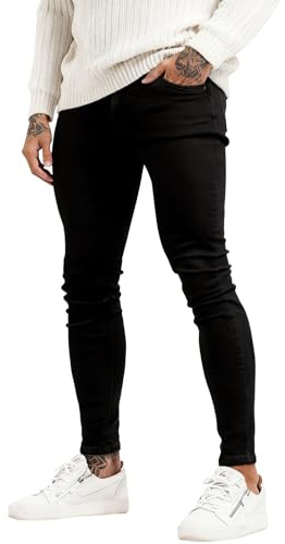 GINGTTO Skinny Jeans Men Slim Fit Stretch Black Jeans Men Tapered Leg 32