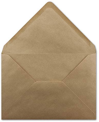25 DIN B6 Briefumschläge Kraftpapier gerippt - 12,5 x 17,5 cm - 100 g/m² - Spitze Klappe mit Nassklebung Umschläge ohne Fenster - Glüxx-Agent