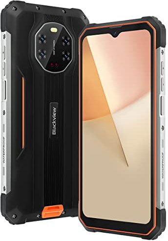 Blackview 5G Outdoor Smartphone Ohne Vertrag BL8800, 50MP Quad Kamera, 20MP IR Nachtsichtkamera, Dimensity 700 8GB+128GB, 6.58'' FHD+, 8380mAh 33W Schnellladung, IP68 Robust Handy NFC GPS OTG Orange