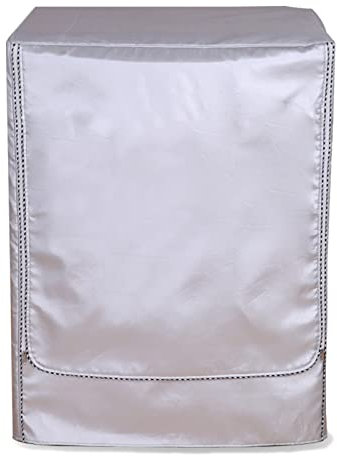 Cubierta para lavadora, a prueba de polvo, a prueba de polvo, cargador frontal para lavadora, funda impermeable, cremallera de borde plateado (L : 51-57 X 60 X 85 cm)