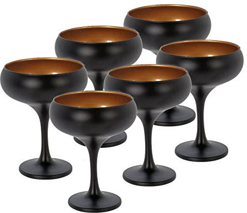 Spetebo Sektschale schwarz gold 250 ml - 6er Set - Champagner Glas im edlen Design - Prosecco Sekt Schale für Aperetif Cocktail Margarita