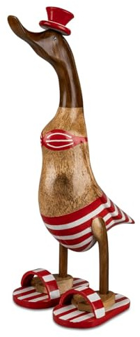 formano Ente im Bikini Stehend 50 cm Dekorative Holzfigur für Zuhause Natürliche Ästhetik
