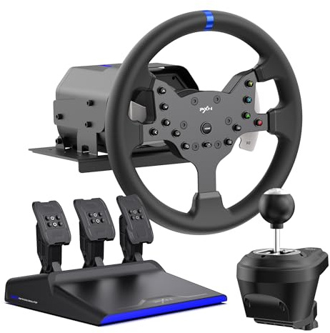 PXN V99 3.2Nm Force Feedback Gaming Steering Wheel – 270-900 Degree, 11.8-inch, Hall 3-Pedal, H Shifter - Sim Racing Wheel for PC, PS4, Xbox One, Xbox Series X|S