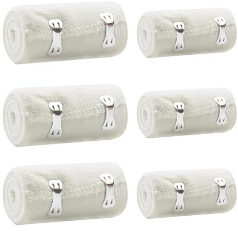 6 Stück Elastische Binde Mullbinden mit 2 Metallclips Kompressionsbandage Druckverband Elastischer Verband Baumwolle Wiederverwendbar Elastikbinden für Knie Handgelenk Verstauchung (2 Größen)