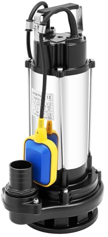 1500W Edelstahl Schmutzwasserpumpe Tauchdruckpumpe mit Schwimmerschalter 36000 l/h Fördermenge, 22M Förderhöhe, Geeignet zum Pumpen von Sauberem/Schmutzwasser