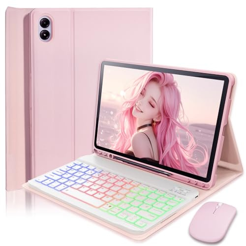 for Xiaomi Redmi Pad Pro(2024)/Xiaomi POCO Pad (2024) 12.1-inch Backlit Keyboard Mouse Case,with Wireless Bluetooth British Layout Keyboard and Mouse, Magnetic Design Detachable, Built-in Pen Holder