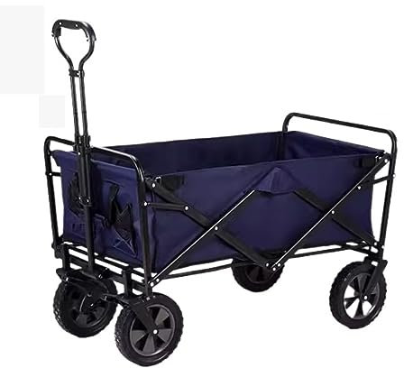 Chariot de pêche pliable à 4 roues, chariot utilitaire portable, chariot de camping, chariot de jardin, chariot à main pour plage et pique-nique, chariot pliable d'extérieur robuste