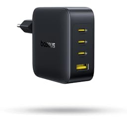 Baseus Enerfill Caricatore USB C 140 W, 4 Porte USB C, Caricatore PD con PPS, GaN, Caricatore Rapido Compatibile con MacBook Pro/Air, iPad, Laptop, iPhone 17/16/15/14/13/12 Pro Max, Galaxy S25, Pixel