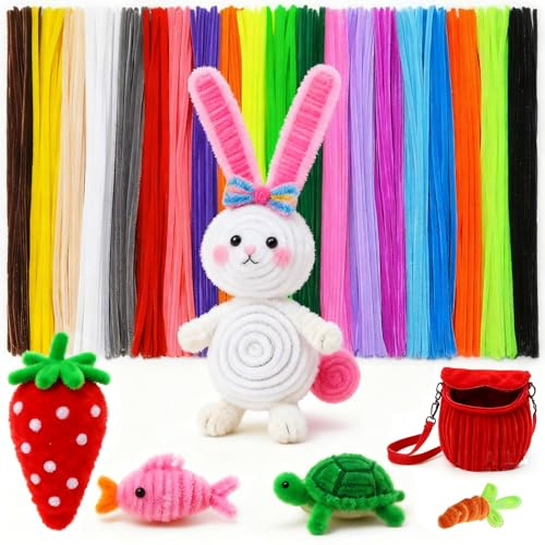 200 PCS Pipe Cleaners for Craft, Pipe Cleaners, 20 Colors Chenille Stems, Pipecleaners Fuzzy Sticks, Pipe Cleaner Arts Crafts Supplies for DIY Decorations Kids (Multicolour)