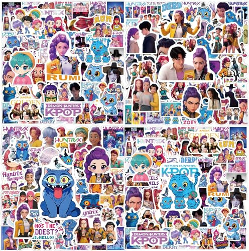 300Pack Demon Stickers Hunter, Cute Kawaii Girl Group Decal Pack for Laptop, Phone, Water Bottle - Aesthetic Stickers for Journal, Tablet, Skateboard