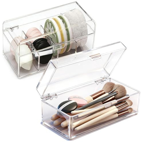 Qivra 2er-Set Organizador Tocador, Organizador de Maquillaje Acrílico Cajas Transparentes Organizadoras Maquillaje para Cajon para Cosméticos/Contador de Baño/Cómoda