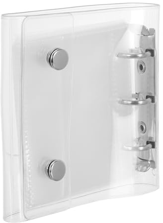 jojofuny Mini Carpeta Transparente A8 con Botón a Presión Doble, 21 Piezas con 3 Anillas Redondas, Funda Protectora Pvc Resistente al Agua, Bolsillos Recargables para Organización