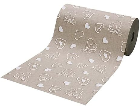 SaRani Tappeto Guida Passatoia Corsia Runner da Cucina Gomma Antiscivolo Fantasia Cuore Bianco (Beige, 300x50 cm)