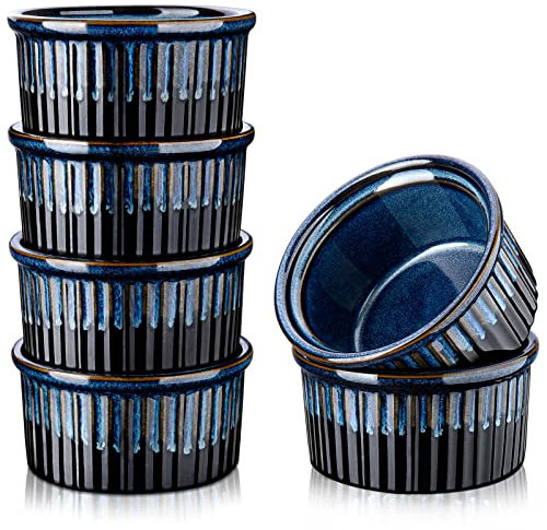 vancasso, Serie GLIMMER, Ramequin Stampi per Soffiato in Ceramica per Forno, 6 Pezzi -280 ml