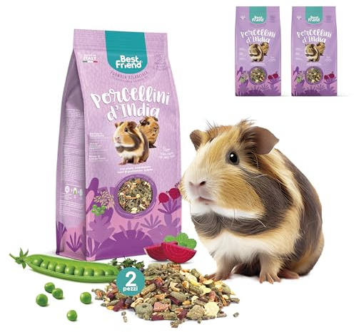 Best Friend Mangime Completo per i Porcellini d'India con Piselli, Barbabietola, Semi di Prezzemolo e Sedano, Confezione da 2 pacchi. Mangime per i Roditori con Ingredienti Naturali, Made in Italy