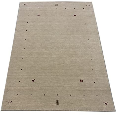 Gabbeh Beige Teppich 100% Wolle Handgewebt Orientteppich Loom Lori (170 x 240 cm, Beige T1)