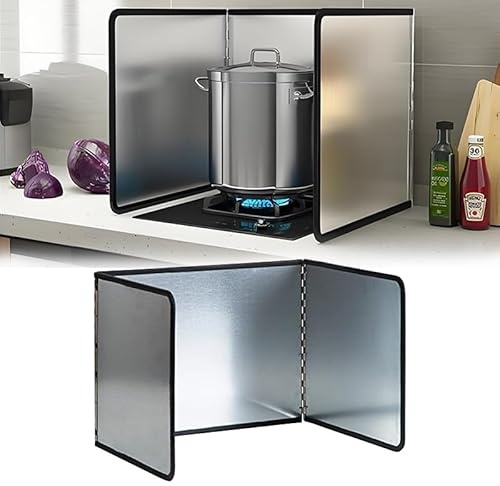 Tylulikaty 3 Sided Splatter Guard,Foldable Stainless Steel Oil Splatter Screens for Frying,Oil Splash Insulation Board,Nonstick Oil Splatter Guard Stove Insulation Board(L: 15 x W: 11.4 x H: 12)