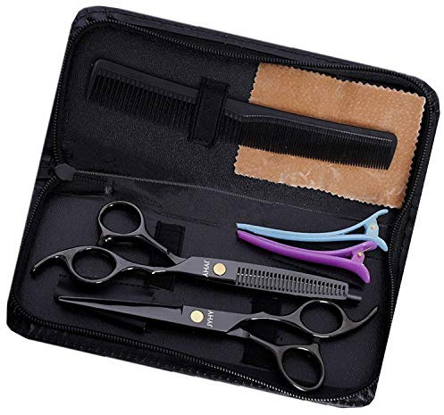 JYHY Kit de ciseaux de coupe de cheveux professionnels - Ciseaux à effiler - Outil de coupe de cheveux familial - Outil de coupe de cheveux amincissant - 15,2 cm (noir)