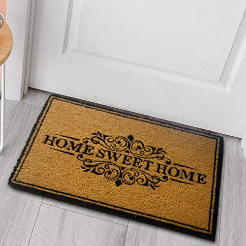 CARPETIA Slitstark kokosdörrmatta för rena skor Sweet Home brun-beige, 60 x 90 cm