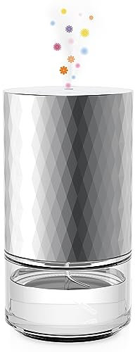 Airversa Waterless Diffuser Essential Oil 100ml Capacity Scent Air Machine for Home Aromatherapy Nebulizer Premium Metal Battery Operated 3 Mist Settings Timers Color Light AN3 Silver