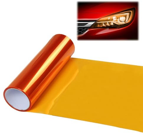 Scheinwerfer Folie Tönungsfolie Aufkleber,Scheinwerfer Folie Orange,Scheinwerfer Tönungsfolie,Rückleuchten Folie Aufkleber,Selbstklebende Scheinwerfer TailLights Tönung Vinyl Film,Auto Folie Orange