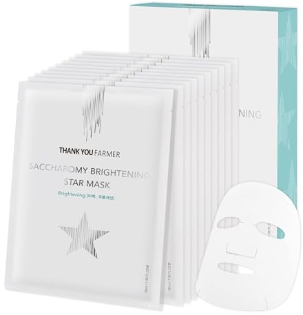 THANKYOU FARMER Saccharomy Brightening Star Mask (10 Sheet) - Korean Face Mask, Gesichtsmaske, Korean Skincare Set, Niacinamide, Glass Skin Maske