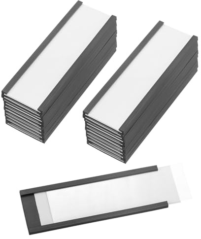 PATIKIL Magnetisk etiketthållare 7,6 cm x 2,5 cm med pappersinsatser, 25 st C kanal magnetiska arkivskådetiketter hylla datakorthållare skyltar för metallställ hyllor whiteboard verktygslåda