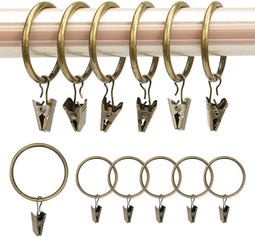 GZYYANG - 30 anillas de cortina con pinza, anillos de cortina de metal, anillo de cortina con gancho, diámetro interior de 32 mm, para ventanas y puertas, cortina de ducha