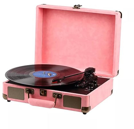 Giradischi a valigia, giradischi vintage in vinile, altoparlante portatile, supporta fonografo LP a 33/45/78 giri, giradischi di dimensioni generali, grammofono vintage compatto, supporta la conn