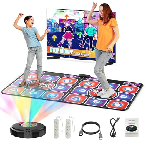 Brolteja Tapis de Danse pour Adultes et Enfants,Doubles Tapis de Danse musicaux électroniques avec lumière LED,antidérapant pour Enfants, Adultes, Filles et garçons