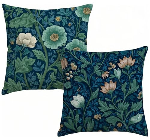 Cuscini da Esterno Set di 2 Marina Impermeabili Cuscini per Divano 35x35 cm, Pianta Copricuscini Velluto Quadrati Moderni Decorativi Cushion Covers per Soggiorno Balcone Divano Giardino Patio L-5