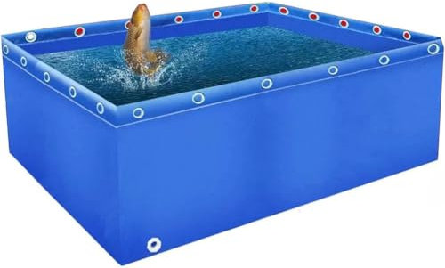 Estanque de Lona para Peces, Piscina elevada, Estanque de Lona Plegable de PVC con válvula de Drenaje para Peces y Animales acuáticos.,Azul,1x1x1.2m