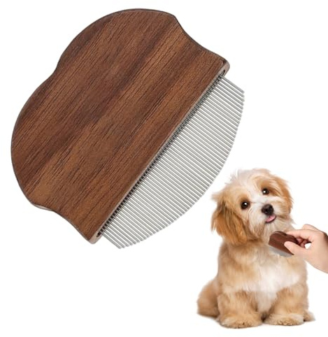 BommFu Peine Para Pelo de Mascota - Peine Para Gatos de Madera con Mango - Cepillo Para Subpelo Elimina Liendres Razas Pequeñas Conejos Baño