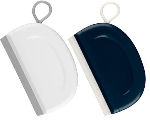 Lotsdonxia 2 Pcs Mini Shower Squeegees - Flexible Window Scraper, Streak-Free Scraper for Car Glass, Bathroom, Kitchen Cleaning, Shower Doors and Mirrors (White, Blue)