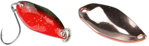 FTM Spoon Fly 1,2 g – Cuillère Clignotante pour la pêche à la Truite, cuillère pour la pêche à la Truite, cuillère, Clignotant pour la pêche à la Truite, Couleur : Rouge/Noir pailleté