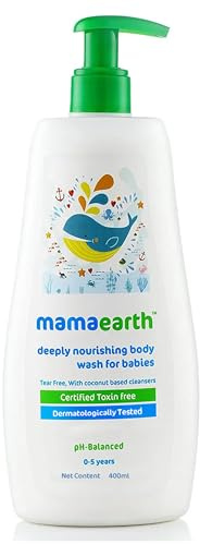 Mamaearth Deeply Nourishing Baby Body Wash | Tear Free Formula with Natural Cleansers | Hydrating Coconut & Jojoba Oil | Moisturizes Delicate Skin of Babies | 13.53 Fl Oz (400ml)