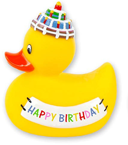 MIK funshopping Badeente Quietscheente Badewannenspielzeug (Ente Happy Birthday)