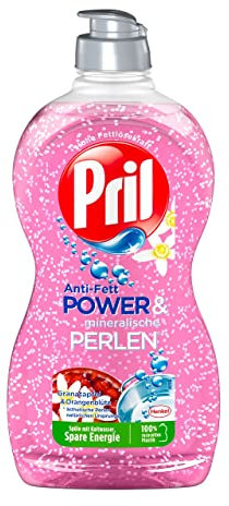 Pril Antitasso Power & Minerali, melograno e fiori d'arancio, detersivo per piatti a mano, 450 ml