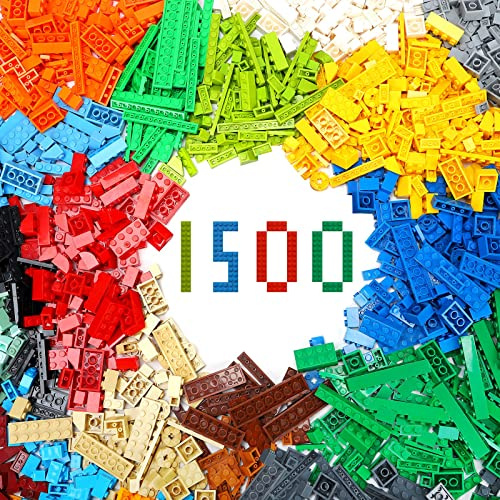 Lekebaby Ensemble de 1500 pièces de briques de construction classiques, paquets de remplacement de blocs de construction compatibles avec toutes les principales marques, jouets éducatifs cadeaux pour