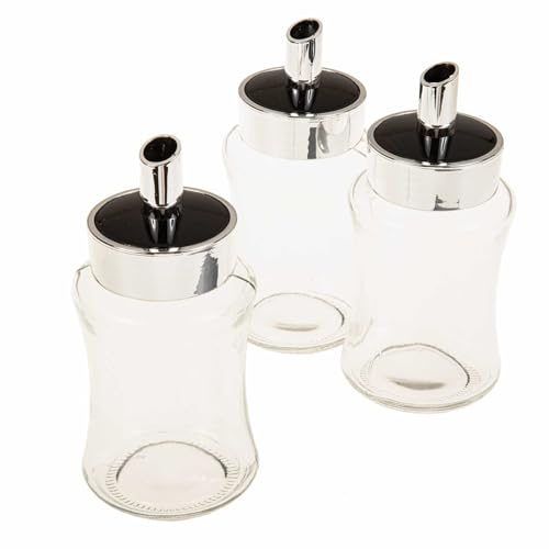 SIDCO Zuckerstreuer Glas 3 x Zuckerspender Zuckerdosierer Glas Zuckerdose Tischspender
