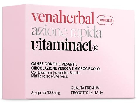 VENAHERBAL – Diosmina Esperidina 1000 mg, Azione Rapida per Circolazione Gambe - Vene Varicose, Gambe Gonfie, Denante Forte e Microcircolo Gambe| Formulato dai Migliori Angiologi Italiani | Vitaminact