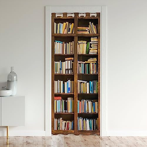 Books Door Curtain for Doorway Privacy - Vintage Library Bookshelf Closet Cover for Bedroom Living Room - Kids, Boys, Girls, Students School Set - 86x203cm