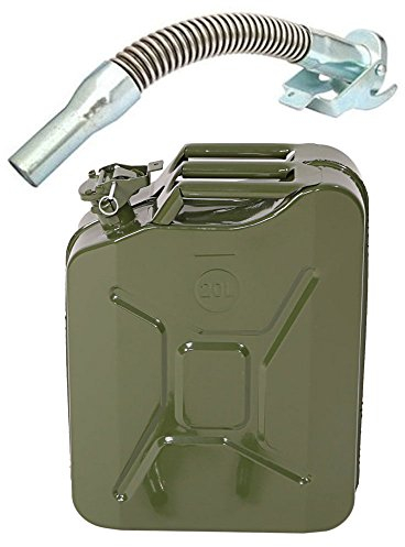 Karlhome 20 L Metal Gas Can Fuel Tank Can Petrol Diesel Storage Can Portable with Flexible Spout, for Automobile Vehicle Off Road Emergency Supply, Green