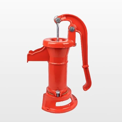 Bomba de Agua Manual Bomba de Jarra de Pozo Manual Antigua para Fuentes, Bomba de Chorro para Pozo Poco Profundo de Hierro Fundido de Primera Calidad con Mango Ergonómico, Bomba de Impulso Manual(Red)